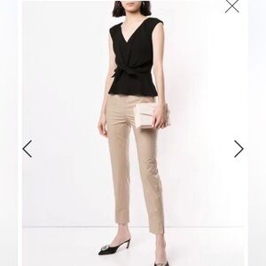 PAULE KA Paris Beige Cigarette High Waist Pants Sz 34 NWT